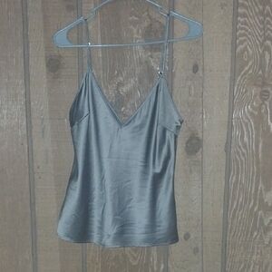 Zara Silver Satin V-Neck Camisole